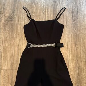 Black Jumpsuit with Removable silver Belt